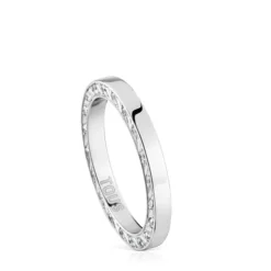 Anel aliança de casamento em ouro branco e diamantes 2,5 mm TOUS Alianças
