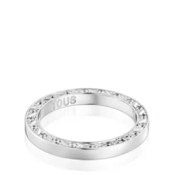 Anel aliança de casamento em ouro branco e diamantes 2,5 mm TOUS Alianças