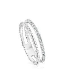 Anel duplo médio em ouro branco e diamantes Les Classiques