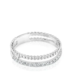 Anel duplo médio em ouro branco e diamantes Les Classiques