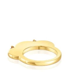 Anel grande flor banhado a ouro de 18 K sobre prata e cornalina My Other Half