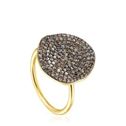 Anel grande Nenufar em Prata vermeil e Diamantes