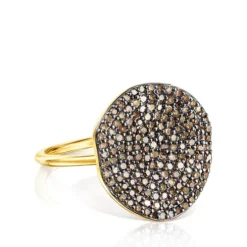 Anel grande Nenufar em Prata vermeil e Diamantes
