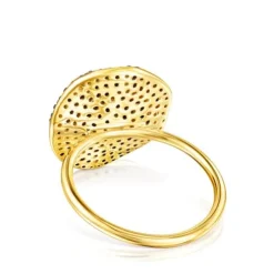 Anel grande Nenufar em Prata vermeil e Diamantes