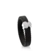 Anel Icon Mesh em aço e ouro branco com diamantes