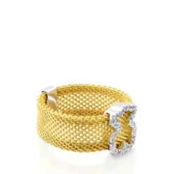 Anel Icon Mesh em ouro com diamantes