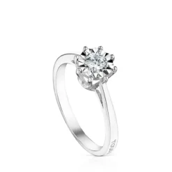 Anel Les Classiques rosácea grande em Ouro branco e Diamantes