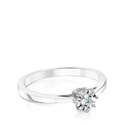 Anel Les Classiques rosácea pequena em Ouro branco e Diamantes