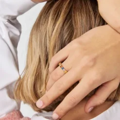 Anel meia aliança Glaring em Prata Vermeil com Safiras multicolor