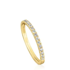 Anel meia aliança média em ouro com diamantes Les Classiques