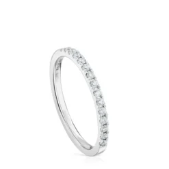 Anel meia aliança média em ouro branco com diamantes Les Classiques