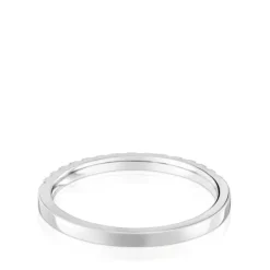 Anel meia aliança média em ouro branco com diamantes Les Classiques