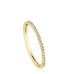 Anel meia aliança pequena em ouro com diamantes Les Classiques