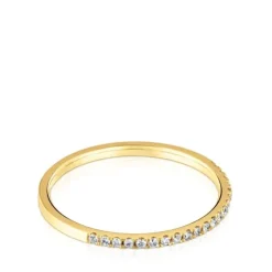 Anel meia aliança pequena em ouro com diamantes Les Classiques