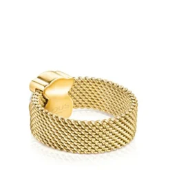 Anel Mesh Color em Aço IP dourado e Howlita