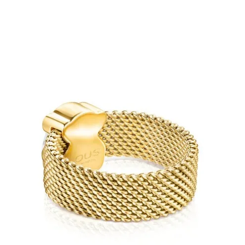 Anel Mesh Color em Aço IP dourado e Howlita