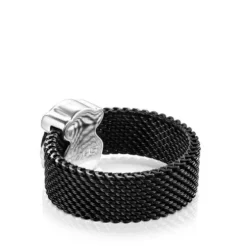 Anel Mesh Color em Aço IP preto e Ónix