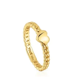 Anel pequeno coração banhado a ouro de 18 K sobre prata Bold Motif