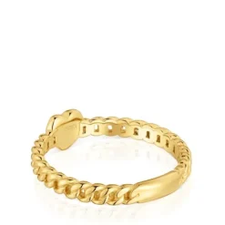Anel pequeno coração banhado a ouro de 18 K sobre prata Bold Motif