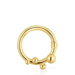 Argola grande banhada a ouro de 18 K sobre prata e detalhes Hold