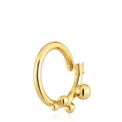 Argola grande banhada a ouro de 18 K sobre prata e detalhes Hold