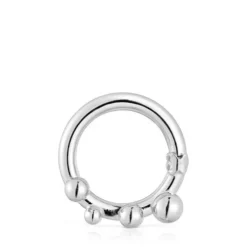 Argola média em prata e detalhes Hold