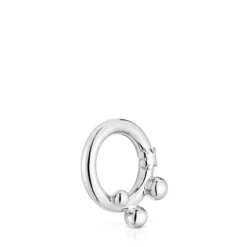Argola média em prata e detalhes Hold