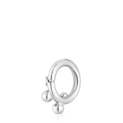 Argola média em prata e detalhes Hold