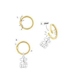 Argola pequena Hold urso em Ouro