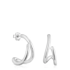 Brincos argola Bent em prata