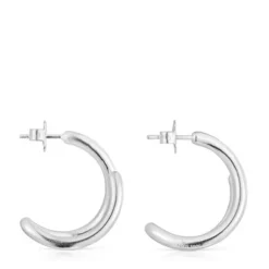 Brincos argola Bent em prata