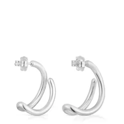 Brincos argola Bent em prata