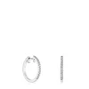 Brincos argola curtos em ouro branco com diamantes de 12,5 mm Les Classiques