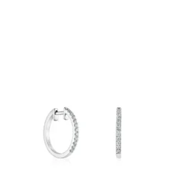 Brincos argola curtos em ouro branco com diamantes de 12,5 mm Les Classiques