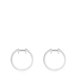 Brincos argola curtos em ouro branco com diamantes de 12,5 mm Les Classiques