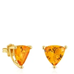 Brincos banhados a ouro de 18 K sobre prata e citrino criado em laboratório TOUS Color LGG