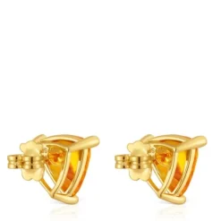 Brincos banhados a ouro de 18 K sobre prata e citrino criado em laboratório TOUS Color LGG