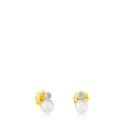 Brincos Basics em ouro branco, diamantes e pérolas cultivadas