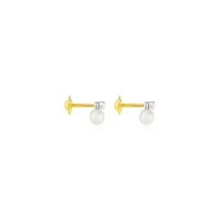 Brincos Basics em ouro branco, diamantes e pérolas cultivadas