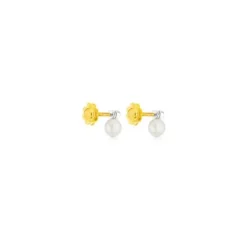 Brincos Basics em ouro branco, diamantes e pérolas cultivadas
