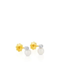 Brincos Basics em ouro branco, diamantes e pérolas cultivadas
