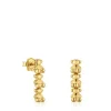 Brincos compridos banhados a ouro de 18 K sobre prata com motivos urso Bold Bear