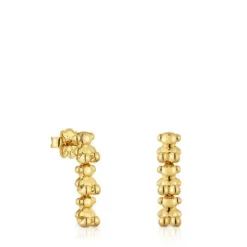 Brincos compridos banhados a ouro de 18 K sobre prata com motivos urso Bold Bear