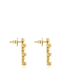 Brincos compridos banhados a ouro de 18 K sobre prata com motivos urso Bold Bear