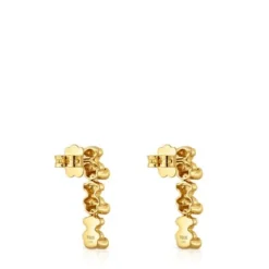 Brincos compridos banhados a ouro de 18 K sobre prata com motivos urso Bold Bear