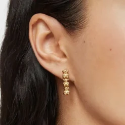 Brincos compridos banhados a ouro de 18 K sobre prata com motivos urso Bold Bear