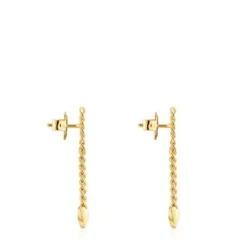Brincos compridos coração banhados a ouro de 18 K sobre prata Bold Motif