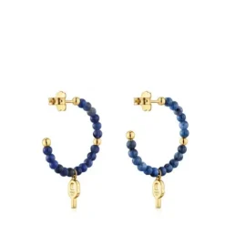 Brincos de argola com banho de ouro de 18 K sobre prata e sodalite TOUS MANIFESTO