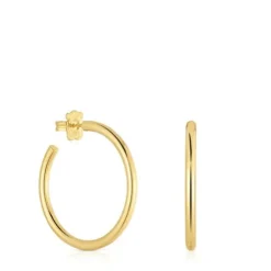 Brincos de argola compridos banhados a ouro de 18 K sobre prata 38 mm Basics