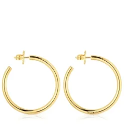 Brincos de argola compridos banhados a ouro de 18 K sobre prata 38 mm Basics